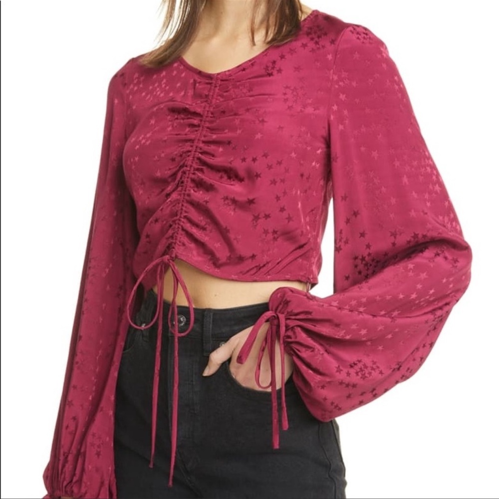 STAUD Mars Star Jacquard Ruched Top